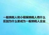 一般纳税人和小规模纳税人有什么区别为什么要成为一般纳税人企业