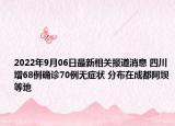 2022年9月06日最新相关报道消息 四川增68例确诊70例无症状 分布在成都阿坝等地