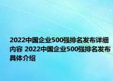 2022中国企业500强排名发布详细内容 2022中国企业500强排名发布具体介绍