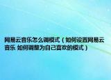 网易云音乐怎么调模式（如何设置网易云音乐 如何调整为自己喜欢的模式）