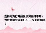 别的网页打开的很快淘宝打不开（为什么淘宝网页打不开 快来看看吧）