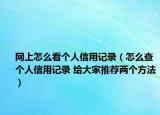 网上怎么看个人信用记录（怎么查个人信用记录 给大家推荐两个方法）