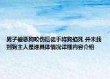 男子被恶狗咬伤后徒手将狗掐死 并未找到狗主人是谁具体情况详细内容介绍