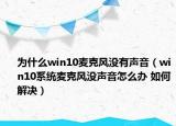 为什么win10麦克风没有声音（win10系统麦克风没声音怎么办 如何解决）