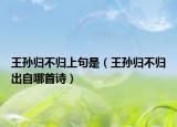 王孙归不归上句是（王孙归不归出自哪首诗）