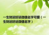 一生财运好运微信名字可爱（一生财运好运微信名字）