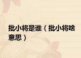 批小将是谁（批小将啥意思）