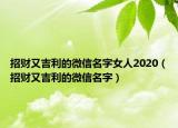 招财又吉利的微信名字女人2020（招财又吉利的微信名字）