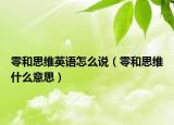 零和思维英语怎么说（零和思维什么意思）