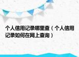 个人信用记录哪里查（个人信用记录如何在网上查询）