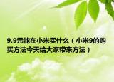 9.9元能在小米买什么（小米9的购买方法今天给大家带来方法）