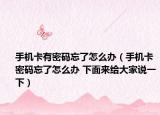 手机卡有密码忘了怎么办（手机卡密码忘了怎么办 下面来给大家说一下）