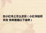 在小红书上怎么卖货（小红书如何卖货 快来看看以下信息）
