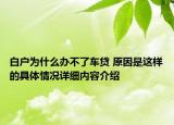 白户为什么办不了车贷 原因是这样的具体情况详细内容介绍