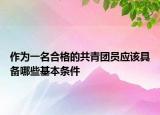 作为一名合格的共青团员应该具备哪些基本条件