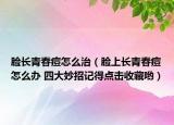 脸长青春痘怎么治（脸上长青春痘怎么办 四大妙招记得点击收藏哟）