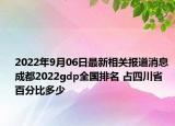 2022年9月06日最新相关报道消息 成都2022gdp全国排名 占四川省百分比多少