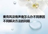麦克风没有声音怎么办不同原因不同解决方法的问题