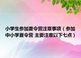 小学生参加夏令营注意事项（参加中小学夏令营 主要注意以下七点）