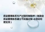 质量管理体系生产过程控制程序（制造业质量管理体系建立与实施过程 必须总经理支持）