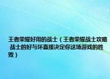 王者荣耀好用的战士（王者荣耀战士攻略 战士的好与坏直接决定你这场游戏的胜败）