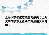 上海大学考试成绩查询系统（上海大学成绩怎么查两个方法给大家介绍）