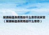 屋漏偏逢连夜雨是什么意思说家里（屋漏偏逢连夜雨是什么意思）