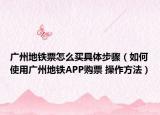 广州地铁票怎么买具体步骤（如何使用广州地铁APP购票 操作方法）