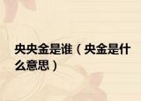央央金是谁（央金是什么意思）