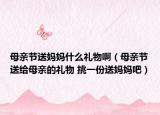 母亲节送妈妈什么礼物啊（母亲节送给母亲的礼物 挑一份送妈妈吧）