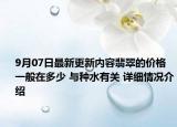 9月07日最新更新内容翡翠的价格一般在多少 与种水有关 详细情况介绍