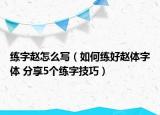 练字赵怎么写（如何练好赵体字体 分享5个练字技巧）