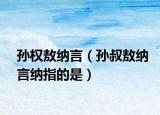 孙权敖纳言（孙叔敖纳言纳指的是）