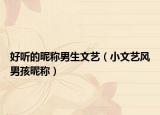 好听的昵称男生文艺（小文艺风男孩昵称）