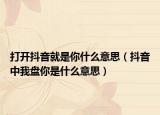打开抖音就是你什么意思（抖音中我盘你是什么意思）