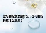 虚与委蛇意思是什么（虚与委蛇的蛇什么意思）
