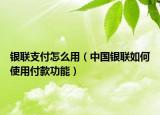 银联支付怎么用（中国银联如何使用付款功能）