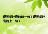 焜黄华叶衰的前一句（焜黄华叶衰的上一句）