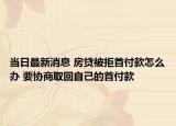 当日最新消息 房贷被拒首付款怎么办 要协商取回自己的首付款