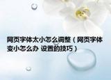 网页字体太小怎么调整（网页字体变小怎么办 设置的技巧）