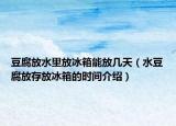 豆腐放水里放冰箱能放几天（水豆腐放存放冰箱的时间介绍）
