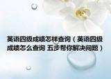 英语四级成绩怎样查询（英语四级成绩怎么查询 五步帮你解决问题）
