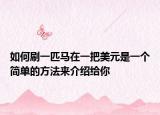 如何刷一匹马在一把美元是一个简单的方法来介绍给你