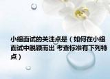 小组面试的关注点是（如何在小组面试中脱颖而出 考查标准有下列特点）