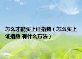 怎么才能买上证指数（怎么买上证指数 有什么方法）