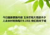 今日最新更新内容 玉米芯有大用途不少人去农村收购每斤0.15元 他们用来干啥