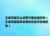 王者荣耀怎么设置只看在线好友（王者荣耀如何设置优先显示在线好友）