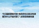 今日最新更新内容 我的京东白条没有逾期为什么不能付款了 这些信息要知道