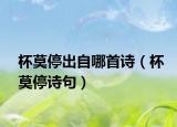 杯莫停出自哪首诗（杯莫停诗句）