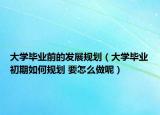 大学毕业前的发展规划（大学毕业初期如何规划 要怎么做呢）